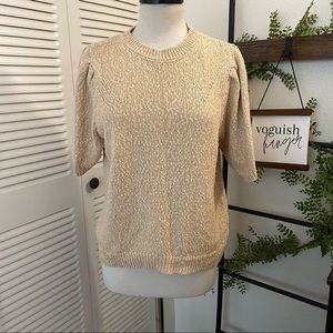 Universal Thread|L|Yellow Cream Puffed Sleeves Crewneck Pullover Sweater Top